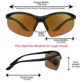 Motorcycle Blue Blocker HD Sunglasses with Bifocals 1.50 for Men and Women w/ANSI Z87.1 Safety Lenses. Free Microfiber Cleaning Case.