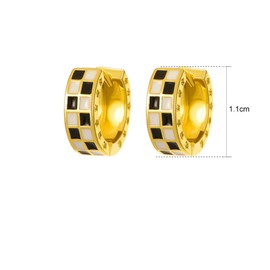 Checkered Hoop Earrings for Women Gold Plated Huggie Hoops Earrings White Black Small Hoops Earrings Trendy Checkered Jewelry Gifts for Women
