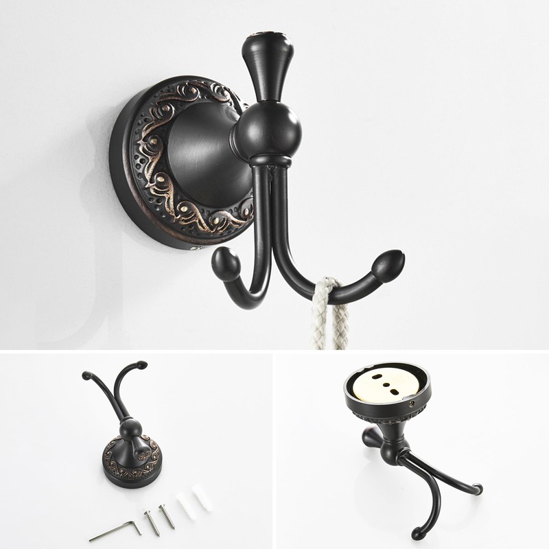 PEONYBATH Antique Bronze Brass Bath Towel Hooks, Wall Mounted Bathroom