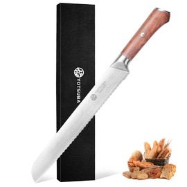 YOTSUBA 10" Bread Knife, Serrated Knife for Homemade, High Carbon Stainless Steel Serrated Bread Knives with Ergonomic Wood Handle, Professional Bread Cutting Knives for Homemade Bread with Gift Box