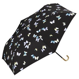 [2024] Wpc. Rain Umbrella, Folding Umbrella, Butterfly Mini Umbrella, Black, For Rain or Shine, Ribs, 17.7 oz (50 cm), 6.0 oz (170 g), Lightweight, Women's, Butterfly, Feminine, Elegant, Stylish,