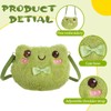 Ptwola Green Frog Crossbody Bag Cute Plush Animal Purse Backpack