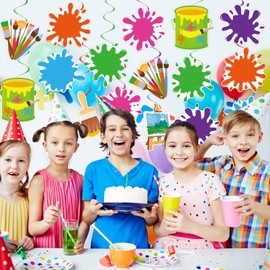 40Pcs Art Painting Hanging Swirl Decorations, Colorful Painting Birthday Party Ceiling Hanging Swirls Artist Hanging Swirls for Art Themed Birthday Baby Shower Party Decor Supplies