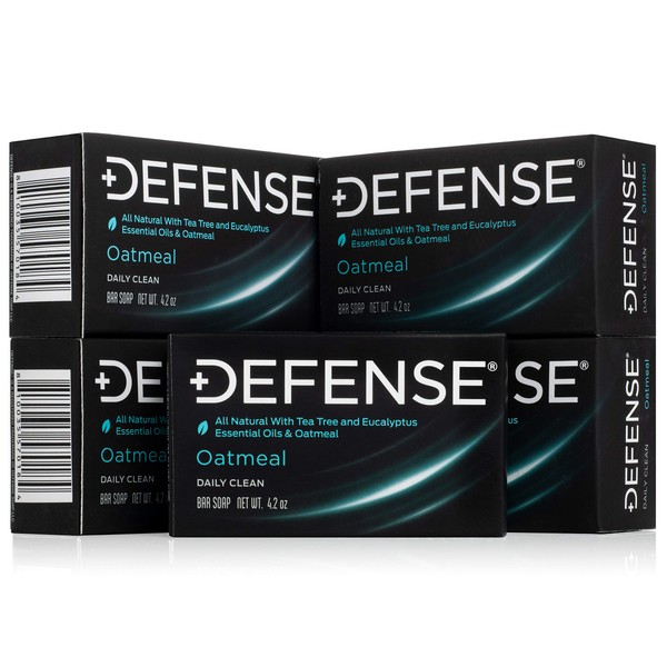 Defense Soap 5pk All Natural Oatmeal Bar Soap for Men | Made by Wrestlers with Tea Tree Oil & Eucalyptus Oil to Defend Against Fungus and Promote Healthy Skin