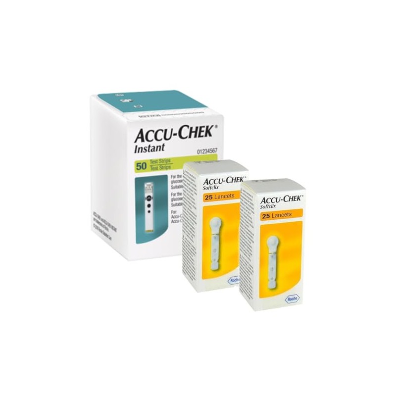 Kit De 50 Tiras Reactivas Accu-chek Instant Con 50 Lancetas