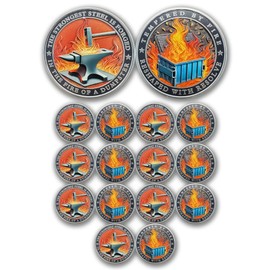 F4godwar 16Pcs Dumpster Fire Challenge Coin - Funny Desk Accessories for Work - Emotional Support Pocket Token Gift - Hilarious Coin Office Gift - Employee Appreciation Medal