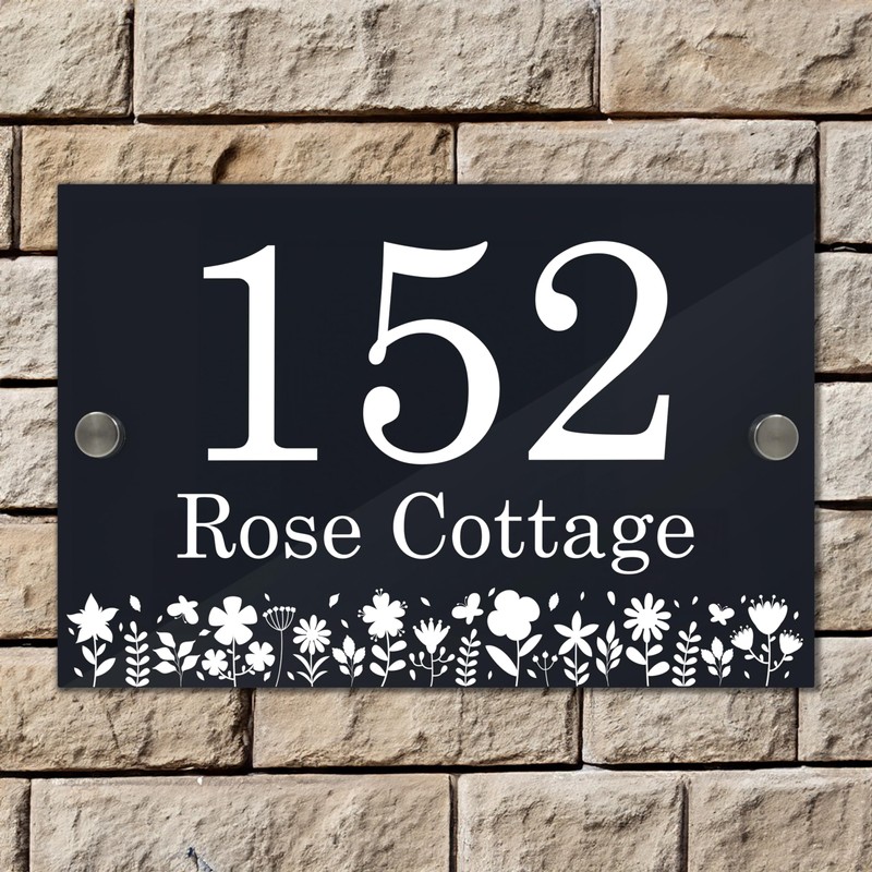 Badgemaster Modern Anthracite House Number Sign Plaque Stainless Steel Standoffs