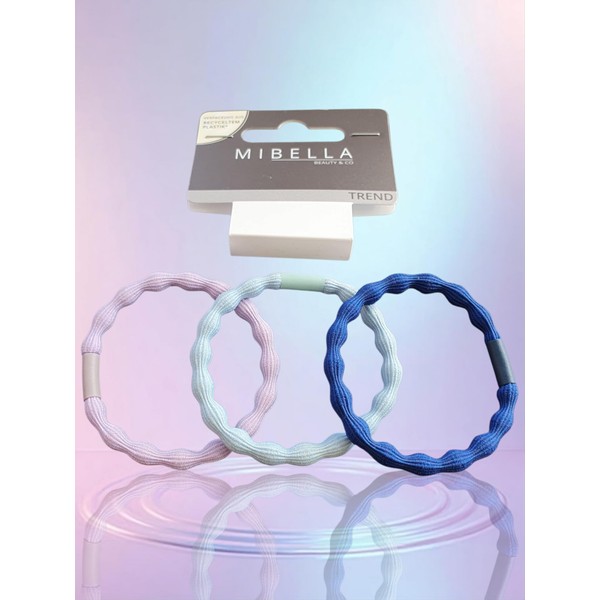 Mibella Haargummis 3er Set, Blau-Lila-Mint, Zopfabbinder, Haarschmuck für alle Haartypen
