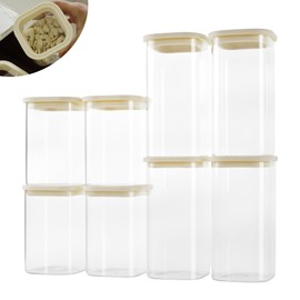 CozNido 8pcs Square Pantry Glass Jars with Clear Airtight Lids Kitchen Canisters Sets for Flour, Sugar Refrigerator Safe, Available in 2 Sizes: 40oz / 54 oz