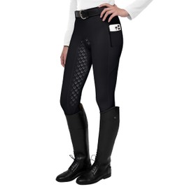 FitsT4 Sports Women's Full Seat Riding Tights Active Silicon Grip Horse Riding Tights Equestrian Breeches Black Size L