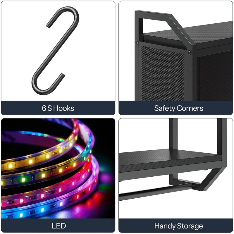 HOOBRO Gaming Floating Shelves with LED Lights, 28.7" LED Wall