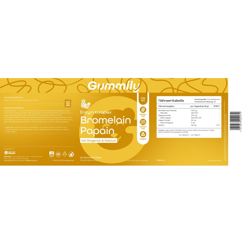 Gummily® Enzyme Complex with Bromelain (360 GDU), Papain, Ginger &