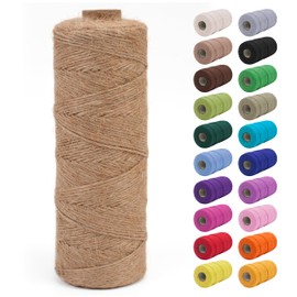JeogYong 1mm Jute Twine String 656 Feet Natural Thick Garden Twine for Crafts, Twine Heavy Duty Outdoor, Hemp Twine for Gardening, Crafts, Gift Wrapping, Plants, Packing Materials (Brown)