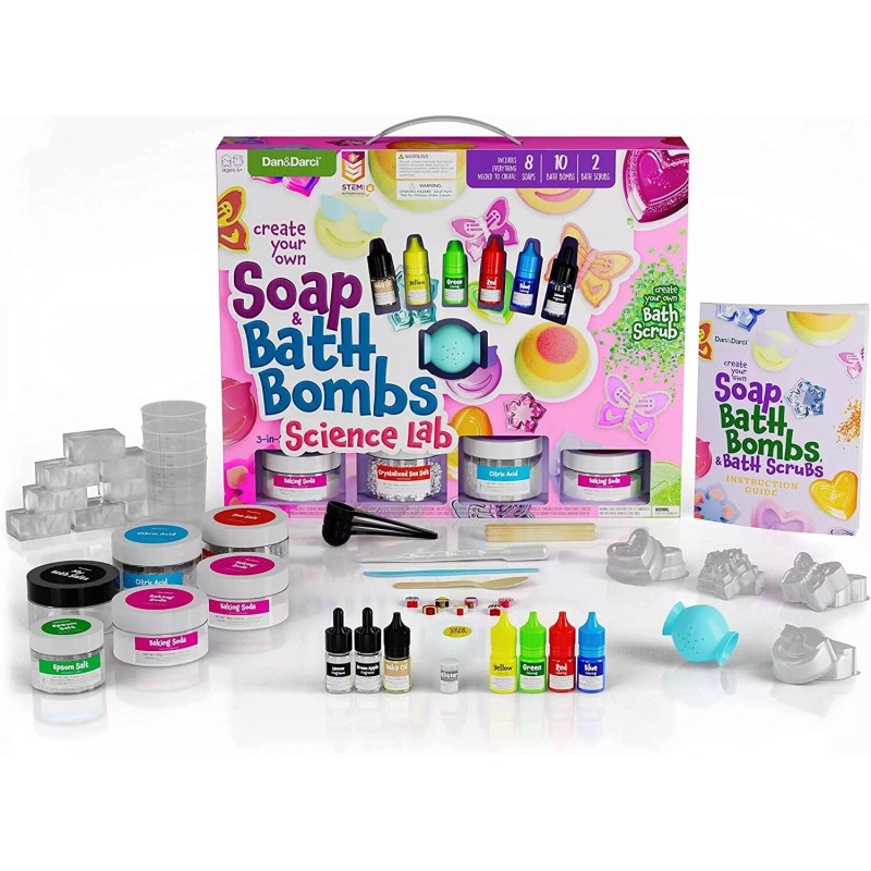 Dan&Darci Soap & Bath Bomb Making Kit for Kids, 3-in-1