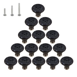 HUAMULAN 15 PCS Cabinet Knobs Glossy Ceramic Dresser Mushroom Table Drawer Cupboard Pull Furniture DIY Wardrobe Solid Color Vintage Handle,with 3 Size Mounting Screws