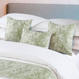 OSVINO Floral Bed Scarf 100% Microfiber Elegant Fade Resistant Bed Runner Bedspread Slipcover Bedding Decor for Wedding Room Bedroom, Green, 2 Pillowcases