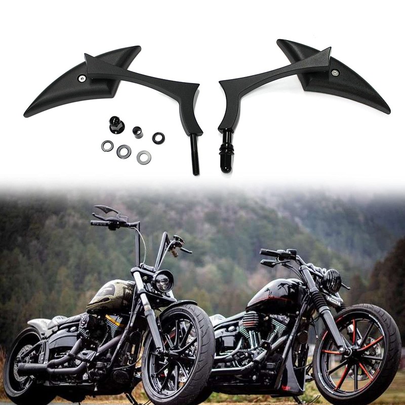 Rich Choices Black Motorcycle Handlebar Side Mirrors Rearview Blade Compatible