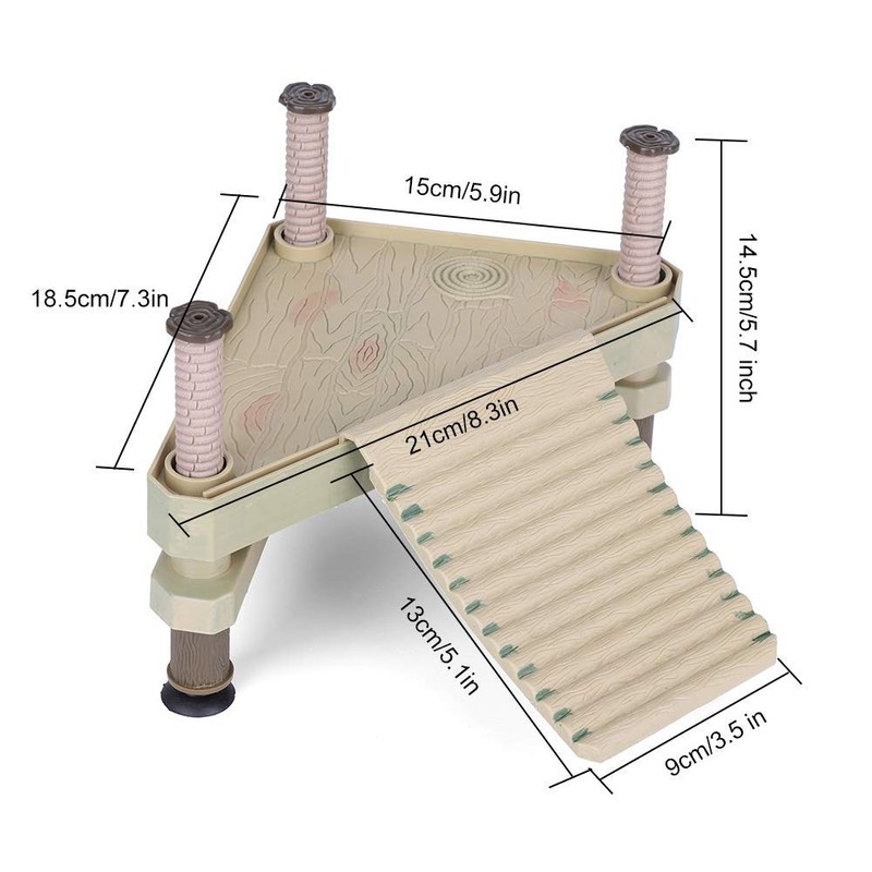 Allpdesky Decorative Turtle Pier Floating Basking Platform with Ramp Ladder
