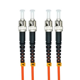 Jeirdus 10 Meters 33ft ST to ST Duplex 62.5/125 OM1 Multimode Fiber Optic Cable Jumper Optical Patch Cord ST-ST
