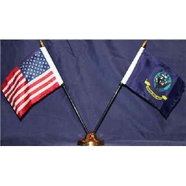 Miniature U.S. Navy and American Flag Desk Set