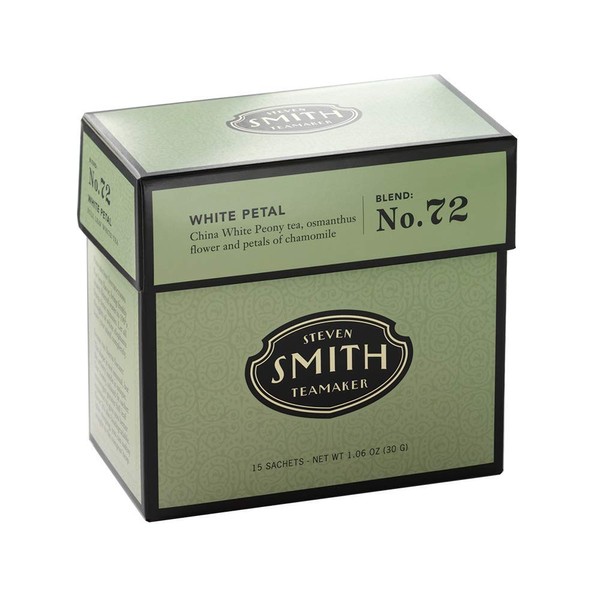 Smith Teamaker | White Petal No. 72 | Caffeinated Full Leaf White Tea Blend (15 Sachets, 1.06oz Each)