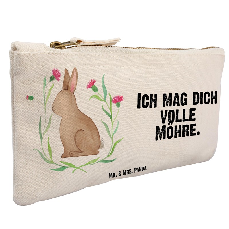 Mr. & Mrs. Panda Make Up Bag Rabbit Sitting, White,