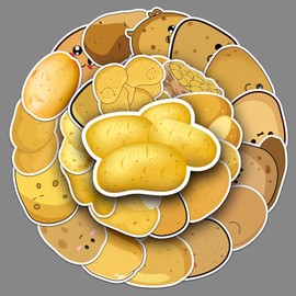 Potato Stickers,50 PCS Funny Potato Graffiti Vinyl Waterproof Decals for Water Bottles Computer Bicycle Skateboard Luggage Phone Pad Laptop Kids Teens Stickers Pack
