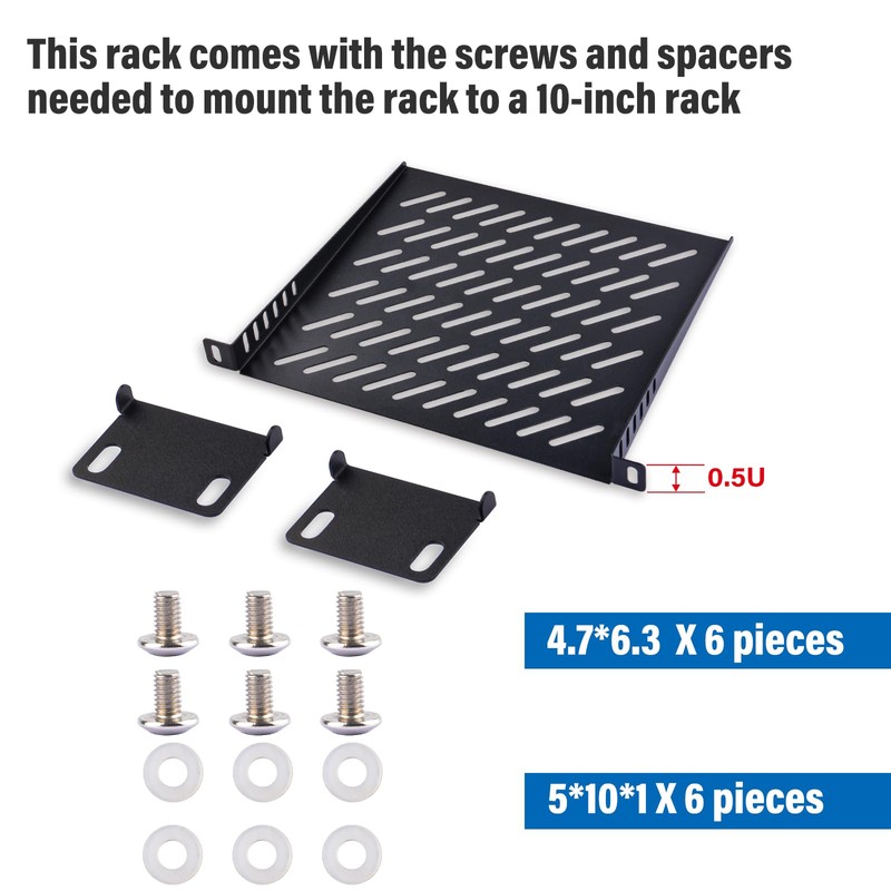 GeeekPi RackMate Accessories Rack Shell 10 Inch 0.5U Rack Shelf,