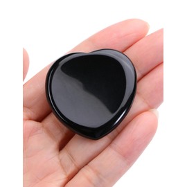 CrystalTears CrystalTears Black Obsidian Thumb Worry Stone for Anxiety Polished Pocket Heart Healing Crystals Stones for Meditation Reiki Stress Relief Crystal Gifts for Women Men