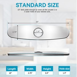 Kitchen Sink Faucet Hole Cover, Deck Plate Escutcheon for Kitchen Faucet- 10 IN Sink Hole Cover, Plumbing Cover Plates, 10" Deck Plate for Pull Down Faucet: 304 Stainless Steel(Brushed Nickel)