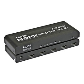 Expert Connect 1x4 HDMI Splitter | 4 Port | 1 in - 4 out | Ultra HD 4K/2K @ 60Hz (60 fps), HDR | HDMI 2.0, HDCP 2.2 | Full HD/3D | 1080P | DTS | Digital Sound | Direct TV | 18 Gbps
