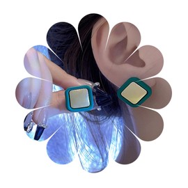 Green Geometric Studs Earrings Gold Gemstone Studs Earrings Vintage Square Stud Earrings Hollow Square Cz Earrings Jewelry for Women and Girls