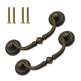 Yoohey 8Psc Bail Pull Drawer Handles 3.5 Inch Hole to Hole, Bail Drawer Pull Drop Handles Desk Drawer Handles, Antique Handles Bronze Desk Handles Dresser Hardware Handles(Total Length 4.72 Inches)