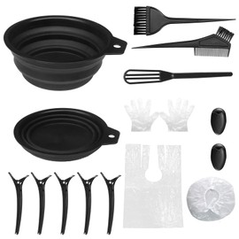 Hair Dye Kit, 13 Pcs Hair Dye Coloring Set with Brush Tinting Bowl Comb Ears Covers Hairdressing Clips Gloves for Salon Personal DIY
