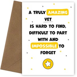 Vet Thank You Card - Impossible to Forget - Appreciation Card for Vet to Express Thanks to Him or Her - Leaving, Retirement