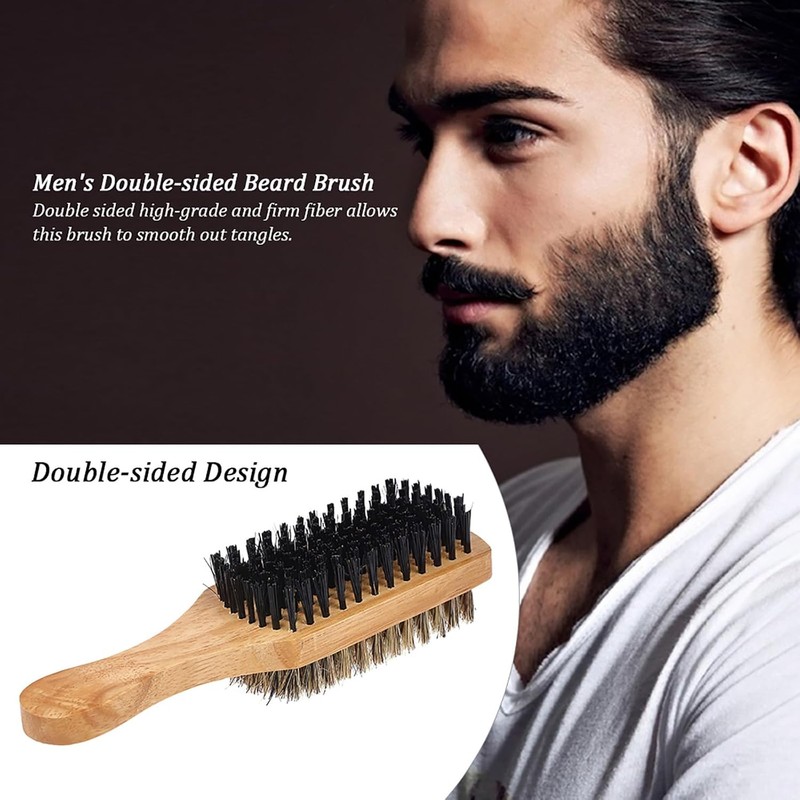 Cepillo de Barba y Bigote Doble Cara de Madera moonyeah