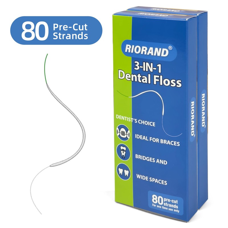 RioRand Dental Floss for Braces, Bridges, and Implants, PTFE &