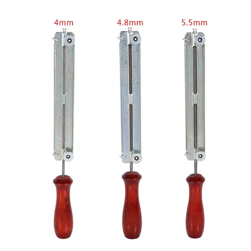 Steel Chain Saw Sharpening File Set Round Gauge File Handle