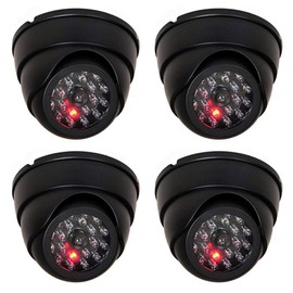 O&W Security 4x Dummy Camera Dummy Cameras with Lens and Flashing LED Video Surveillance Goods Security for Indoor and Outdoor Use
