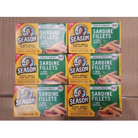 SEASON 6 CANS OF SEASON SARDINE FILLETS IN 100% OLIVE OIL SKINLESS & BONELESS 12/2028
