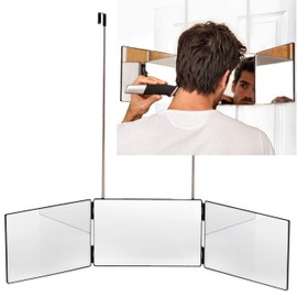 The Barbering Co. 3 Way Mirror - Real Glass | Trifold Mirror for Self Hair Cutting & Styling | DIY Haircut Tool to Cut, Trim, or Shave Your Head & Neckline at Home | Adjustable, Portable, Hands-Free