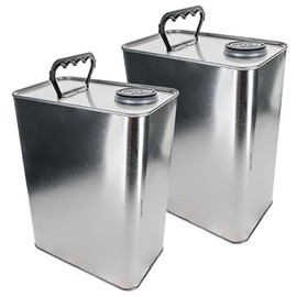 Master Elite 1 Gallon Empty F-Style Metal Rectangular Solvent Can with Caps, Pack of 2 - Pull-Up Spout, 128 fl. oz. Steel Paint Storage Container Tin - Unlined Can, Store Thinner, Automotive Coatings