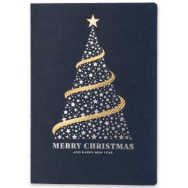 ART NUVO - Exclusive Christmas Cards - Set of 10 Identical Cards, 120 x 170 mm, Gold Plated and Embossed Christmas Motifs - Made from Decorative, Coloured Paper with Inserts and Envelopes