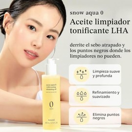 NOONI Snow Aqua 0 LHA Cleansing Oil – aceite limpiador facial, desmaquillante, poros y puntos negros – 200 ml