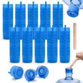 Jucoan 100 Pack Water Bottle Caps, 55mm 3&5 Gallon Non Spill Water Jug Caps, Replacement Snap On Caps for Water Dispenser Jugs, Includes 1 Wood Stick for Easy Remove
