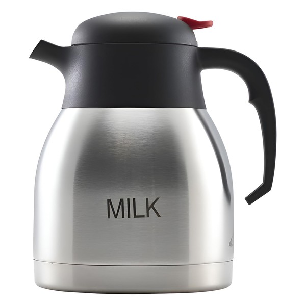 Genware Genware V1299 Milk Milk Inscribed 1Ltr Vacuum Push Button