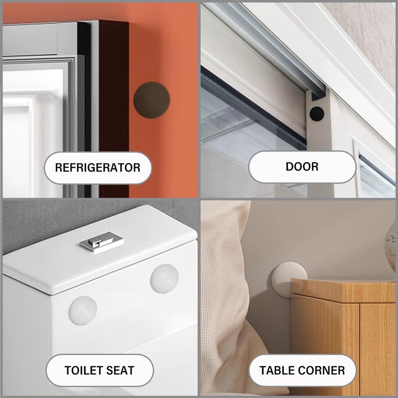 FAMLEAF 3.15" Large Wall Door Handle Stopper, 8PCS White Self