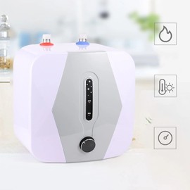 LENJKYYO 8L Instant Electric Tank Home Hot Water Heater, Compact Size Heater 1500W, Mini Instant Tankless Shower IPX4, Under Sink 75℃ for Kitchen Bathroom Salons 110V