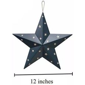 Handmade Patriotic Metal Barn Star Outdoor Indoor Hanging Wall Decor Star Ornaments 2pcs