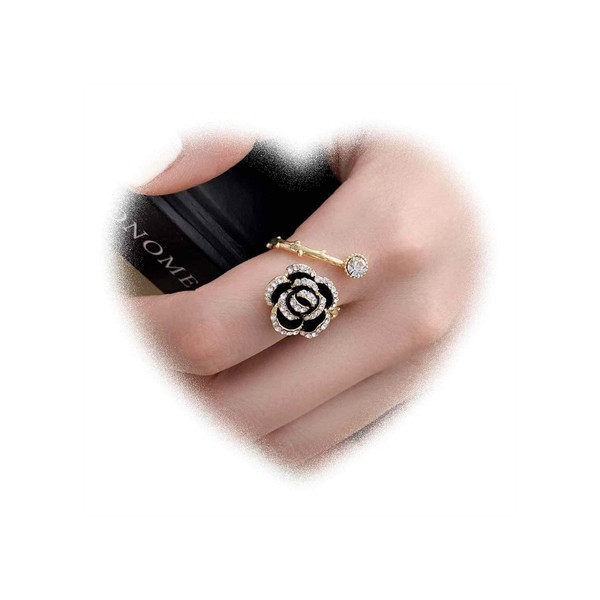 Crymystal Bohemian Style Kristall Frauen Blumenring schwarze Blume Knöchel Kette